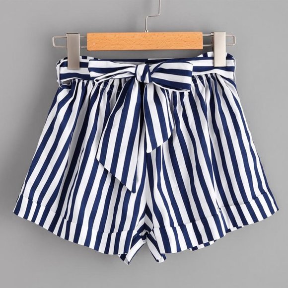Pants - HP!!🎊Blue and White Striped Shorts